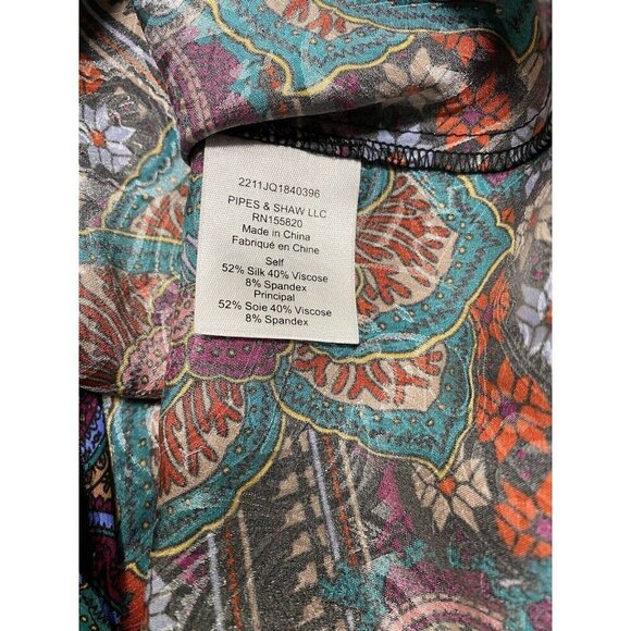 Veronica Beard Sz 4 Blouse V-neck Floral Paisley Boho Designer Office Retro - Picture 8 of 9
